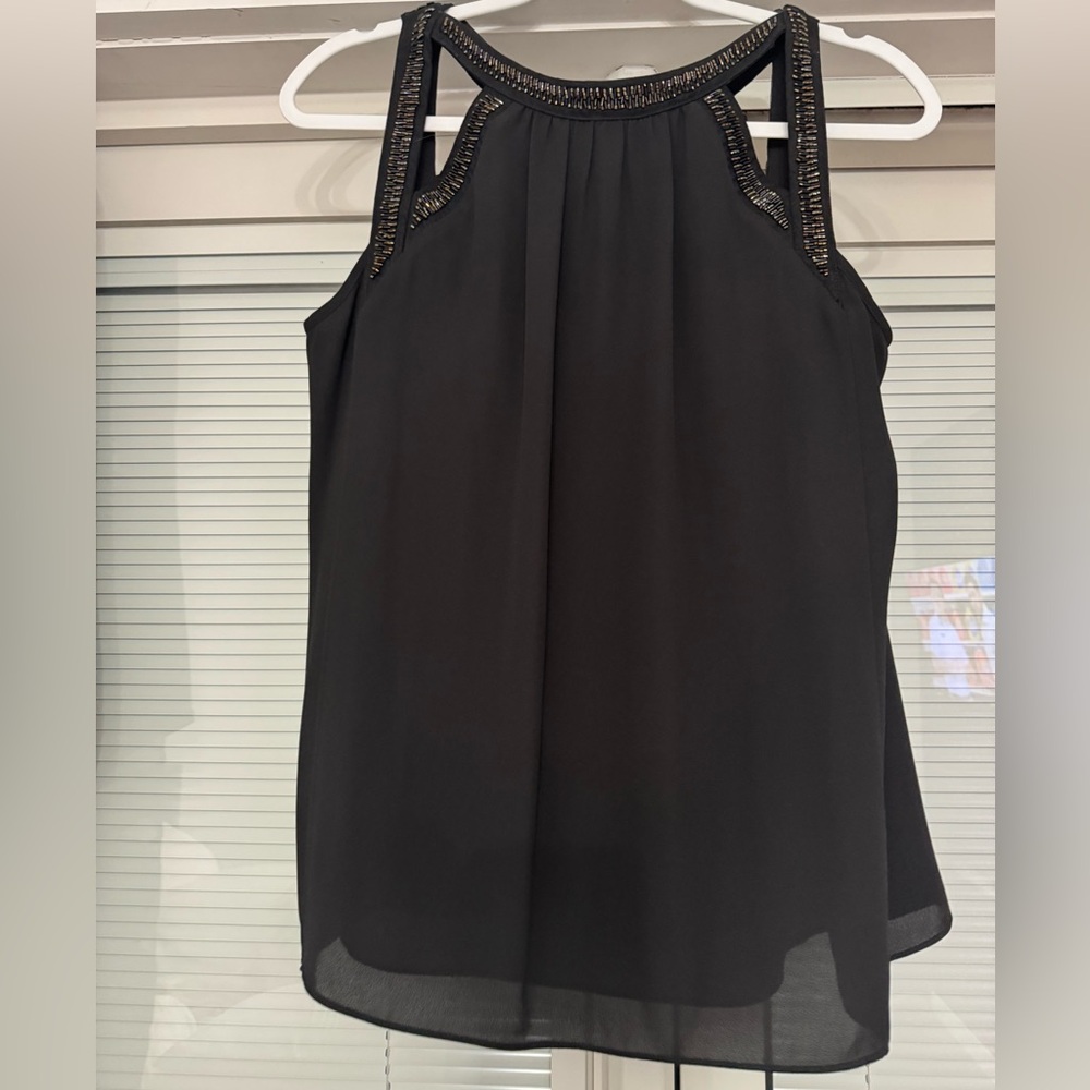 BCBGMaxAzria Black Top with Beaded Detail